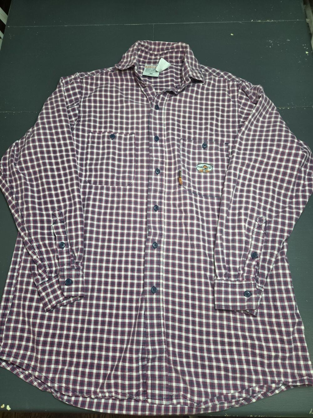 Rasco FR Flame Resistant Shirt Mens Large Plaid Work Western Button Up